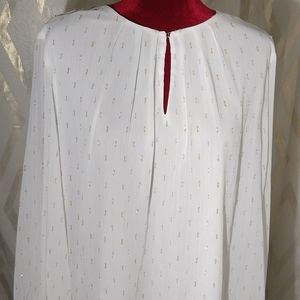 WORTHINGTON BLOUSE, SIZE XXL, WHITE WITH GOLD AND SILVER POINTS